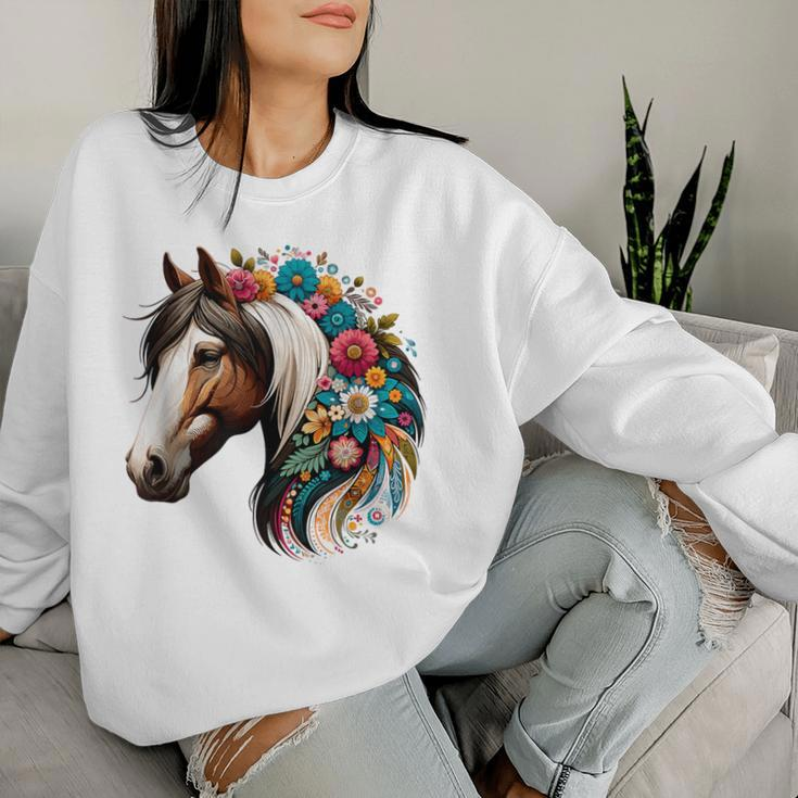 Horse Riding Equestrian Horse Portrait Western Horseback Women Sweatshirt Gifts for Her