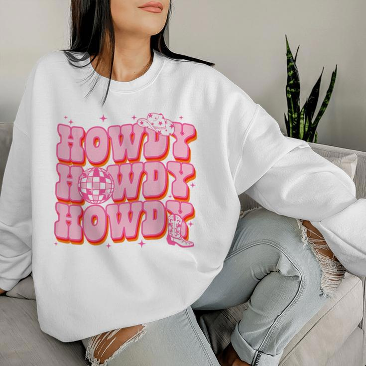 Howdy Southern Western Girl Country Rodeo Pink Cowgirl Disco Women Sweatshirt Gifts for Her