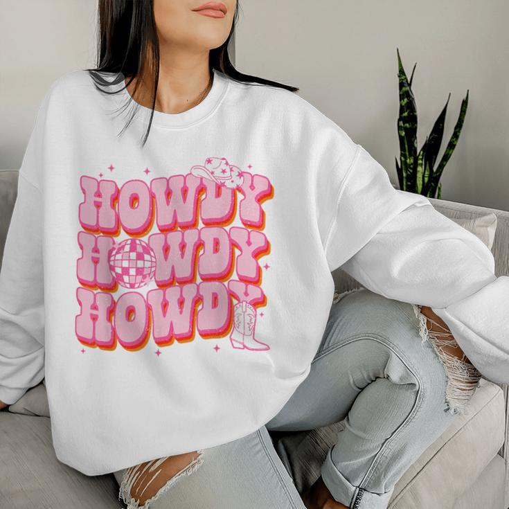 Howdy Southern Western Girl Country Rodeo Pink Cowgirl Disco Women Sweatshirt Gifts for Her