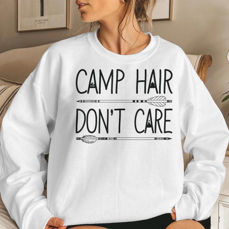 Ladies Camp Hair Don't Care Outdoors N Girls Women Sweatshirt Gifts for Her