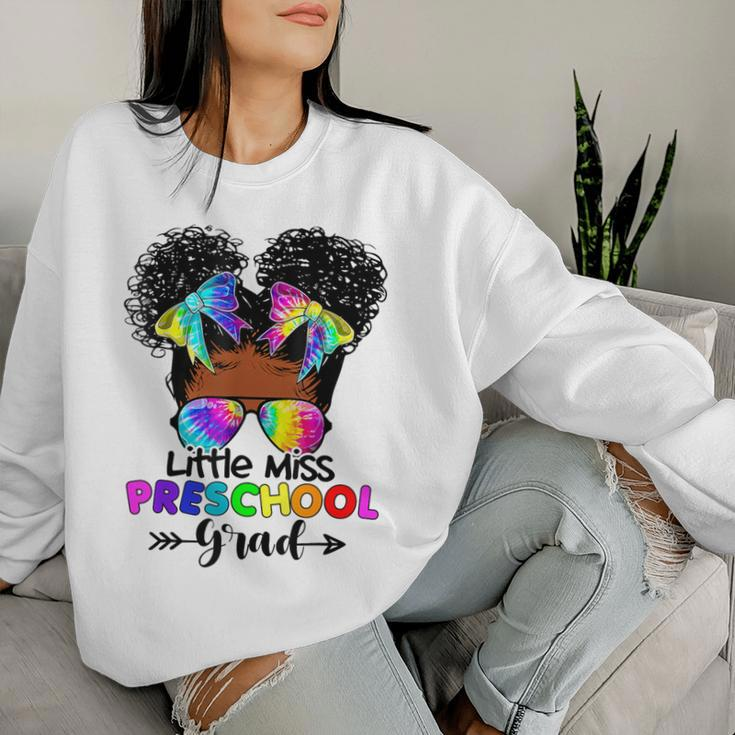 Little Miss Preschool Grad Graduation Messy Bun Black Girls Women Sweatshirt Gifts for Her