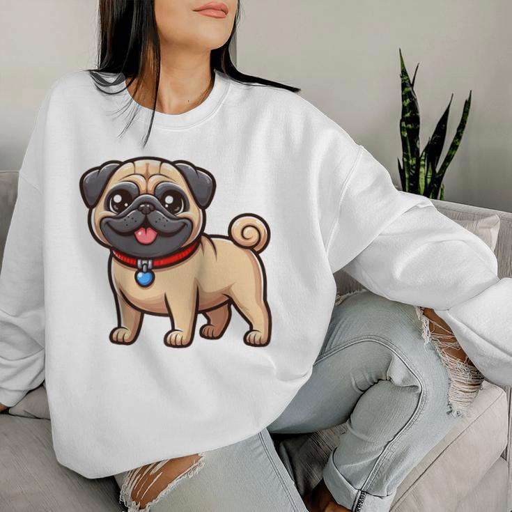 Lustiger Mops Hund Niedlicher Mops Mama Mops Papa Lustiger Mops Raglan Sweatshirt Frauen Geschenke für Sie