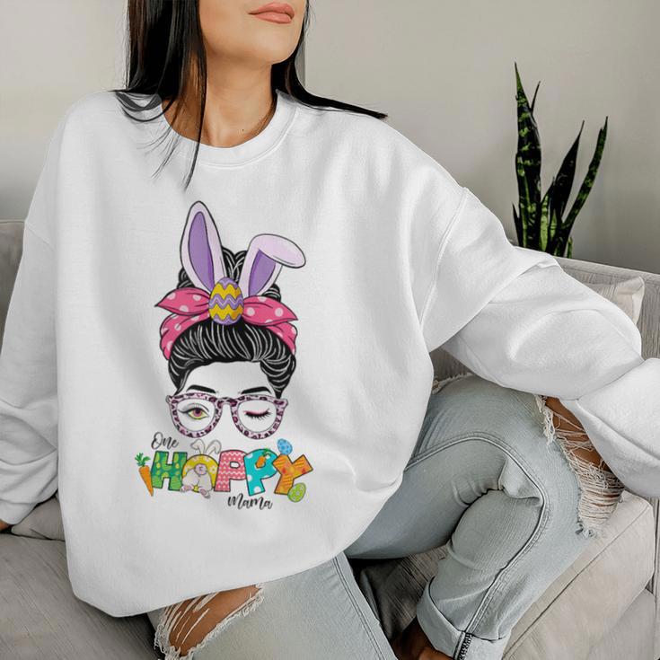 Lustiges Mama Bunny Leopard Messy Bun Frohe Ostern Sweatshirt Frauen Geschenke für Sie