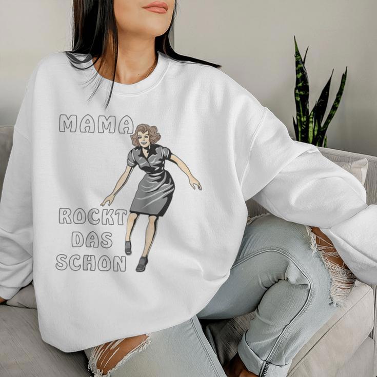 Mama Rockt Das Schon Papaater Kind Familie Mama Raglan Sweatshirt Frauen Geschenke für Sie