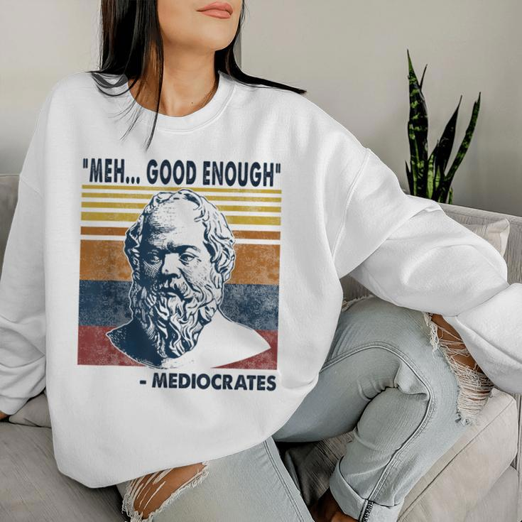 Mediocrates Meh Good Enough Lazy Logic Sloth Wisdom Meme Women Sweatshirt Gifts for Her