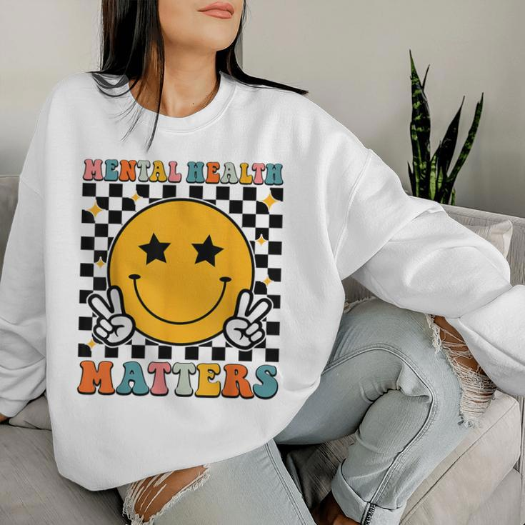 Mental Health Matters Retro Groovy Mental Health Awareness Women Sweatshirt Gifts for Her