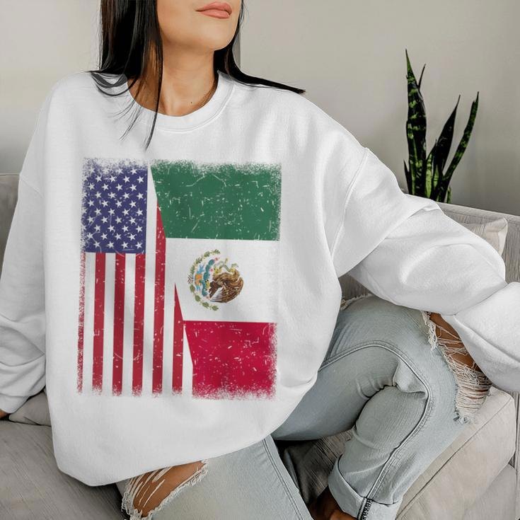 Mexico Independence Day Half Mexican American Flag Women Women Sweatshirt Gifts for Her