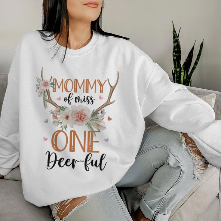 Mommy Of Miss Onederful 1St Birthday Girl Cute Deer Flower Women Sweatshirt Gifts for Her
