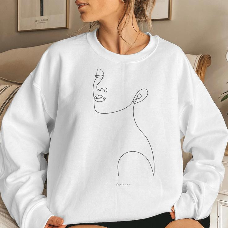 New Face One Line Drawing Portrait Modern White Woman Women Sweatshirt Gifts for Her