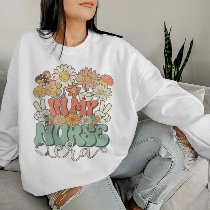 In My Nurse Era Floral Hippie Groovy Retro Daisy Nurse Women Sweatshirt Gifts for Her
