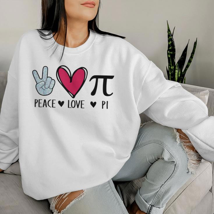 Peace Love Pi Math Lover Teacher Pi Day Mathematic Pi Symbol Women Sweatshirt Gifts for Her