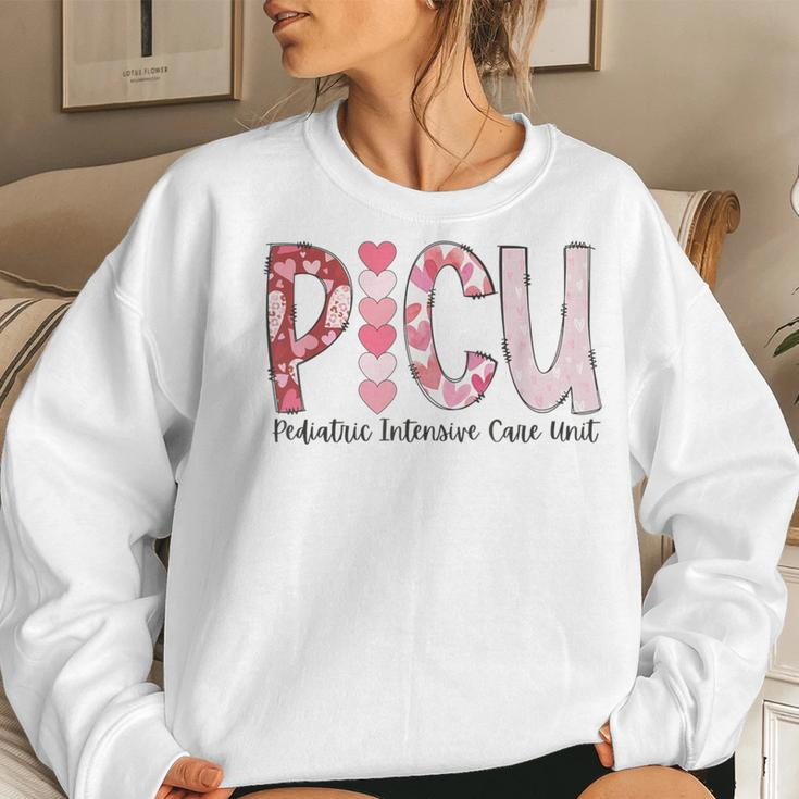 Picu Nurse Valentine's Day Pediatric Intensive Care Unit Women Sweatshirt Gifts for Her