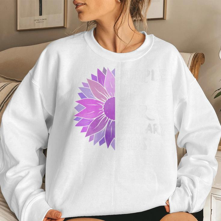 Purple Up Military Child Sunflower Military Brats Month Women Sweatshirt Gifts for Her