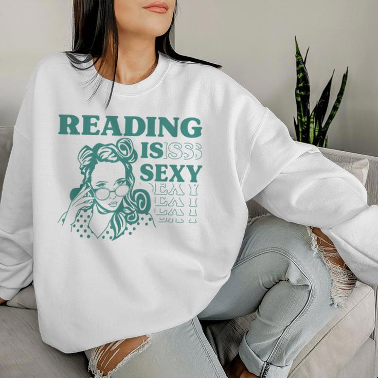 Reading Is Sexy Retro Librarian Book Worm Teacher Women Sweatshirt Gifts for Her