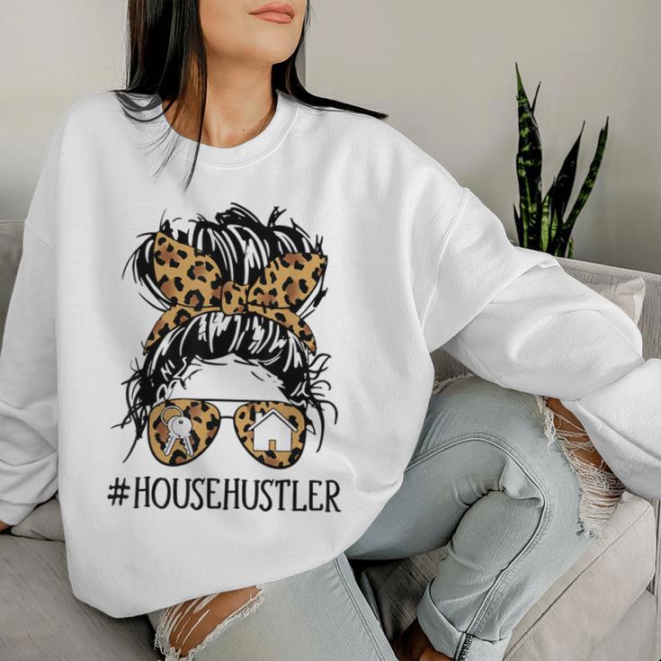 Real Estate House Hustler Messy Bun Hair Women Women Sweatshirt Gifts for Her