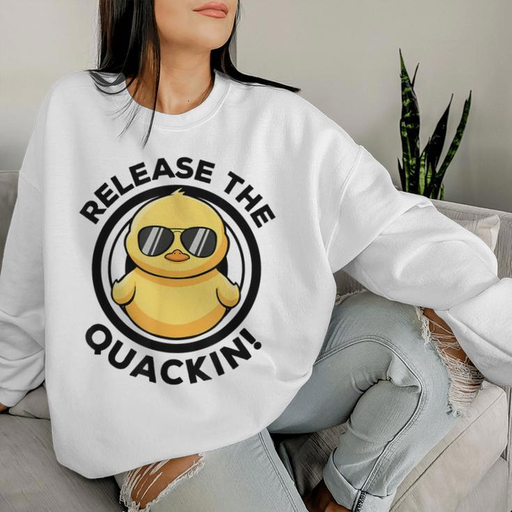 Release The Quackin I Love Duck Lovers Yellow Duck Women Sweatshirt Gifts for Her