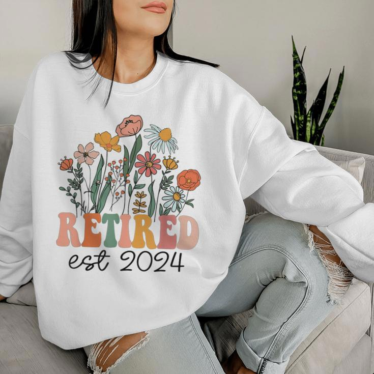 Retired 2024 Retirement For 2024 Wildflower Women Sweatshirt Gifts for Her
