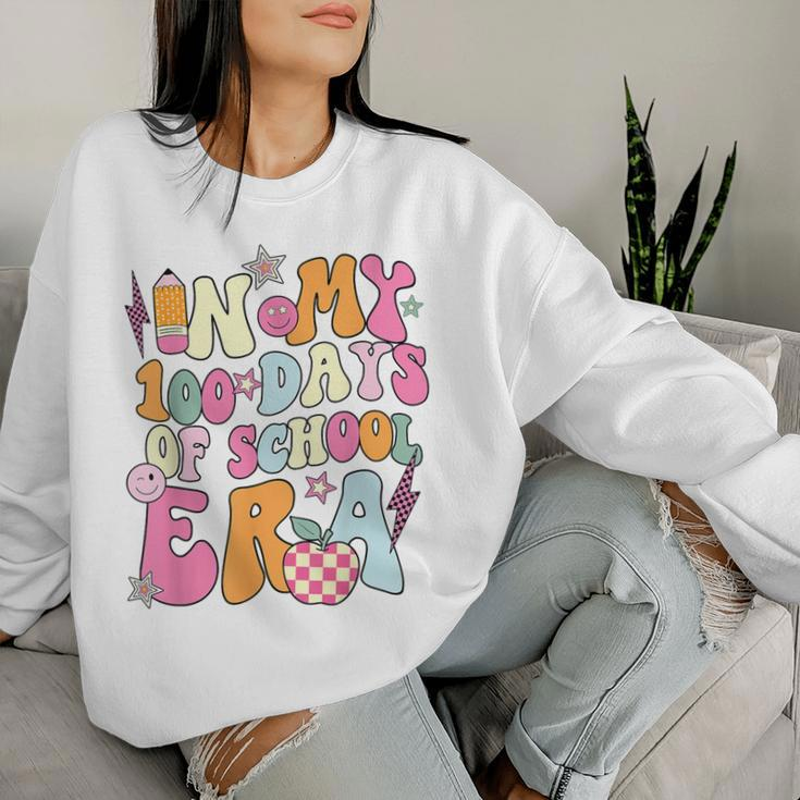Retro Groovy In My 100 Days Of School Era 100 Days Smarter Women Sweatshirt Gifts for Her