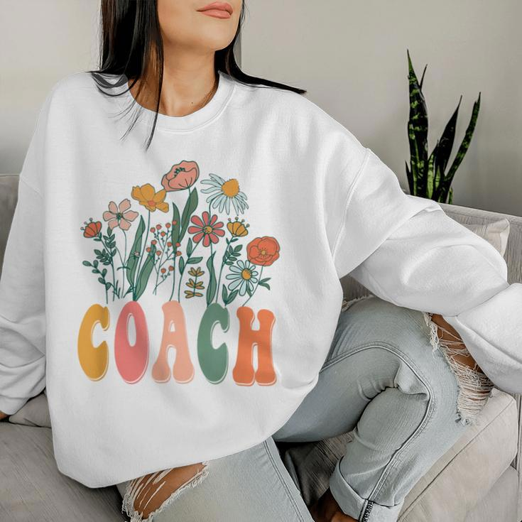 Retro Groovy Floral Coach Wildflower For Women Women Sweatshirt Gifts for Her