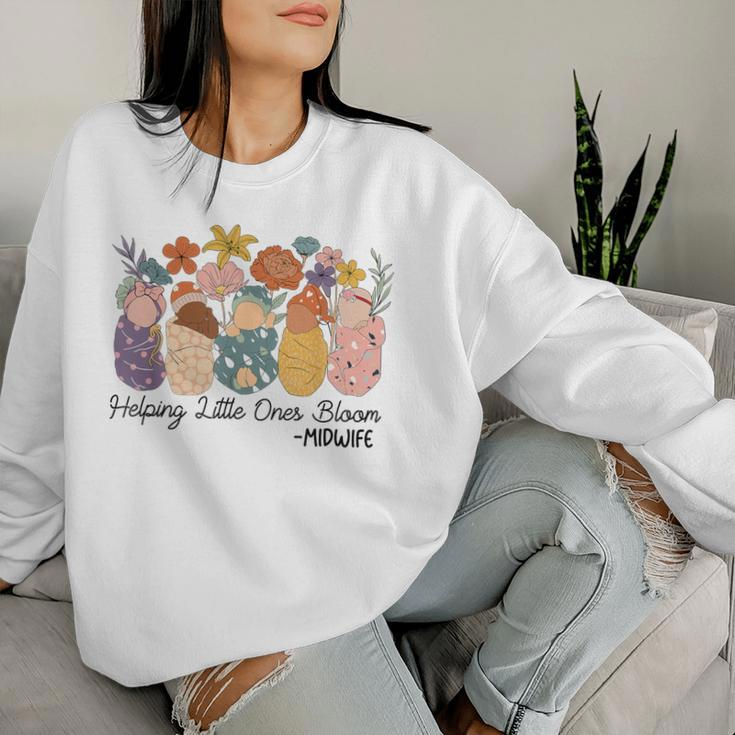 Retro Groovy Helping Little Ones Bloom Babies Flower Midwife Women Sweatshirt Gifts for Her