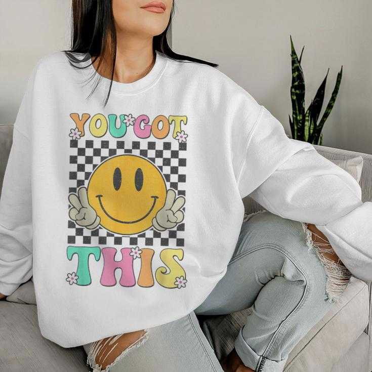 Retro Groovy You Got This Motivational Testing Day Teacher Women Sweatshirt Gifts for Her