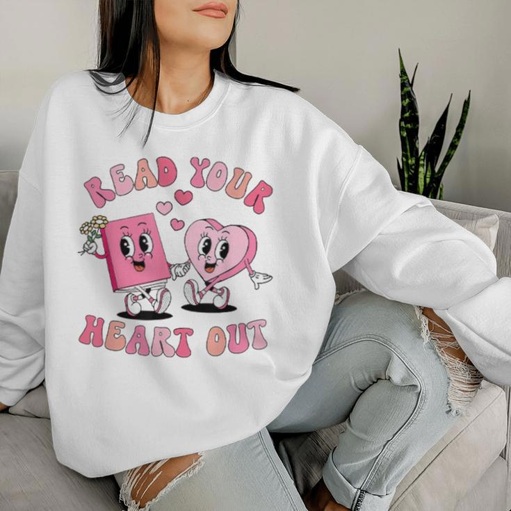 Retro Read Your Heart Out Valentine's Day Teacher Book Lover Women Sweatshirt Gifts for Her