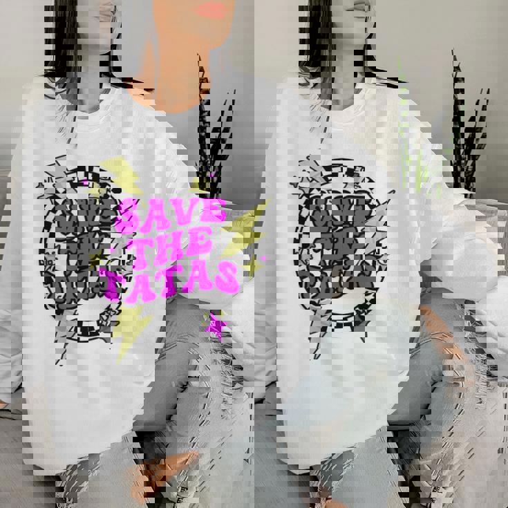 Retro Save The Tatas For Pink Breast Cancer Women Sweatshirt Gifts for Her