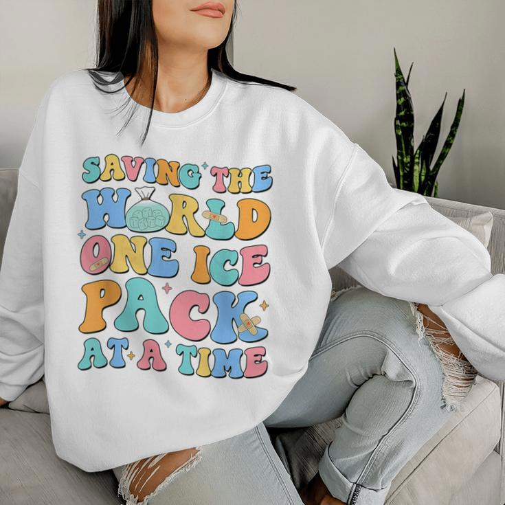 Saving The World One Ice Pack At Time Retro School Nurse Women Sweatshirt Gifts for Her