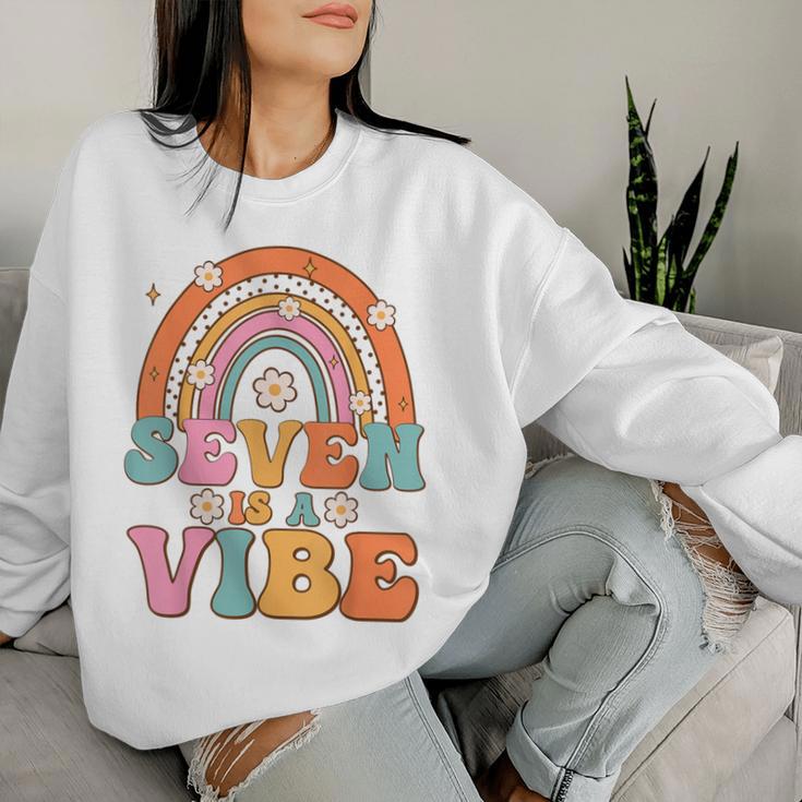 Seven Is A Vibe 7Th Birthday Rainbow Groovy Boys Girls Women Sweatshirt Gifts for Her