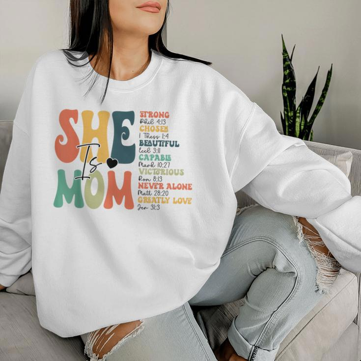 She Is Mom Christian Bible Verse Religious Mother's Day Women Sweatshirt Gifts for Her