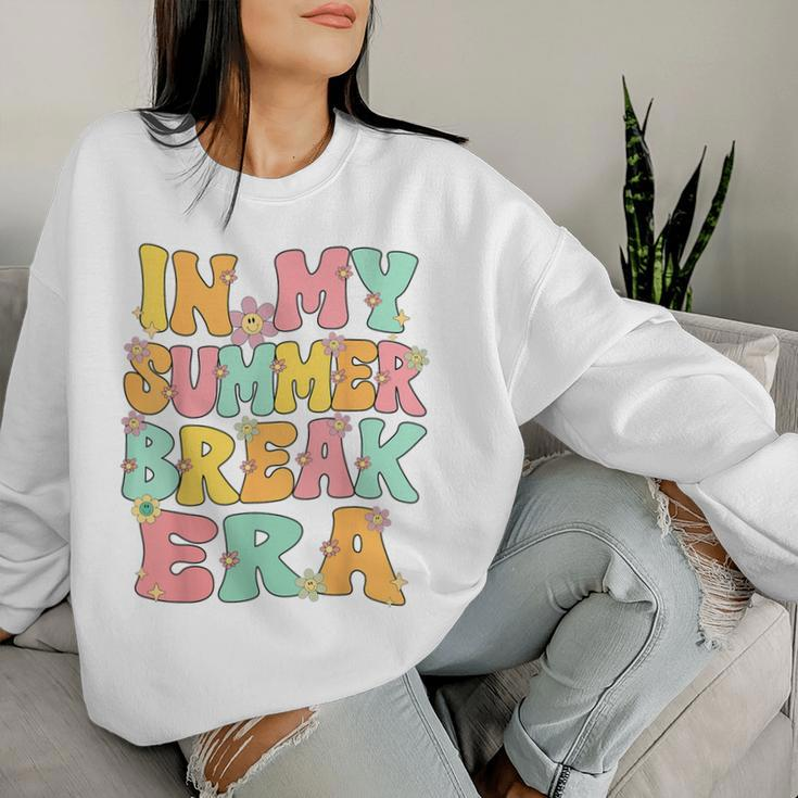 In My Summer Break Era Retro Groovy Summer Break Teacher Women Sweatshirt Gifts for Her