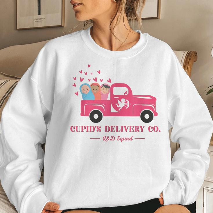Valentine Labor And Delivery Nurse Squad Cupid's Delivery Co Women Sweatshirt Gifts for Her