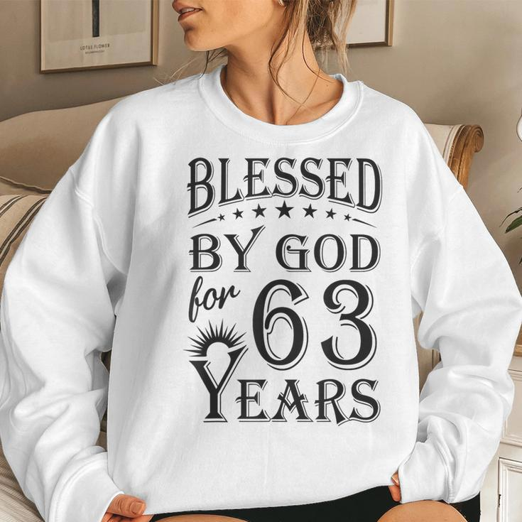 Vintage Blessed By God For 63 Years Happy 63Rd Birthday Women Sweatshirt Gifts for Her