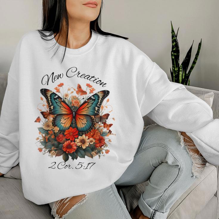 Vintage Butterfly Christian Bible Verse New Creation Women Sweatshirt Gifts for Her