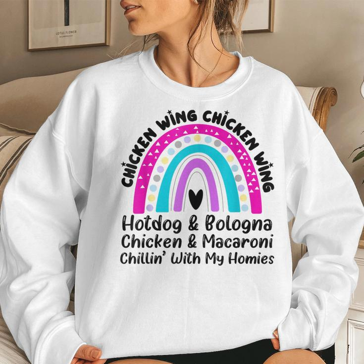 Viral Chicken Wing Chicken Wing Hot Dog Bologna Song Lyric Women Sweatshirt Gifts for Her