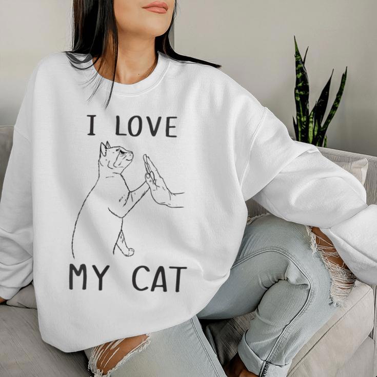 Women's I Love My Cat Sweatshirt Frauen Geschenke für Sie