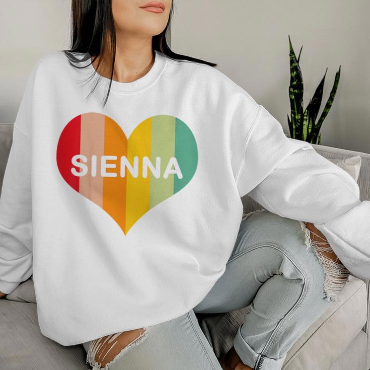 Youth Girls Sienna Name Heart Retro Vintage Women Sweatshirt Gifts for Her