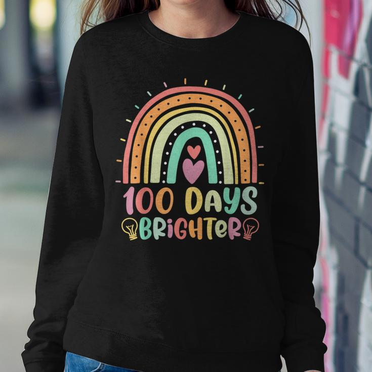 100 Days Brighter Rainbow Happy 100Th Day Of School Teacher Women Sweatshirt Unique Gifts