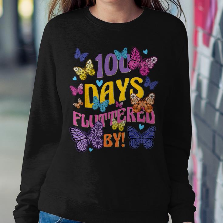 100 Days Fluttered By 100Th Day Of School Butterfly Girl Women Sweatshirt Unique Gifts