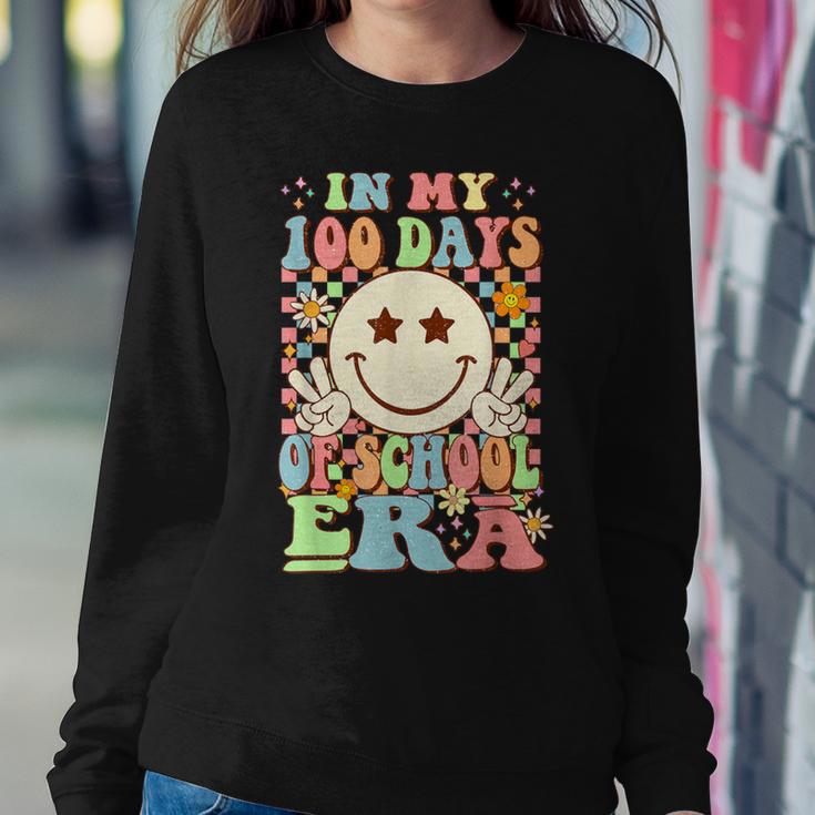 In My 100 Days Of School Era Retro Groovy 100Th Day Teacher Women Sweatshirt Unique Gifts