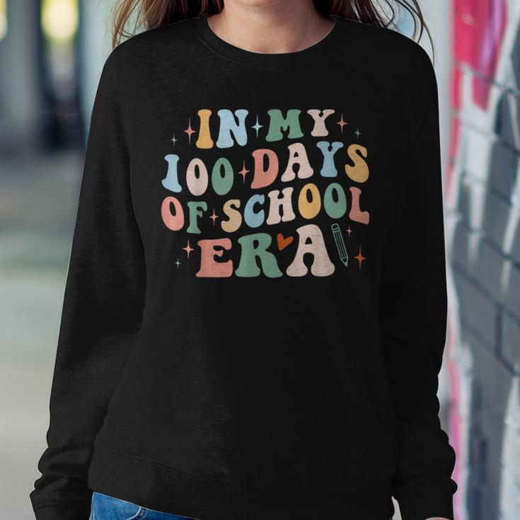 In My 100 Days Of School Era Retro Teacher Student 100Th Day Women Sweatshirt Funny Gifts