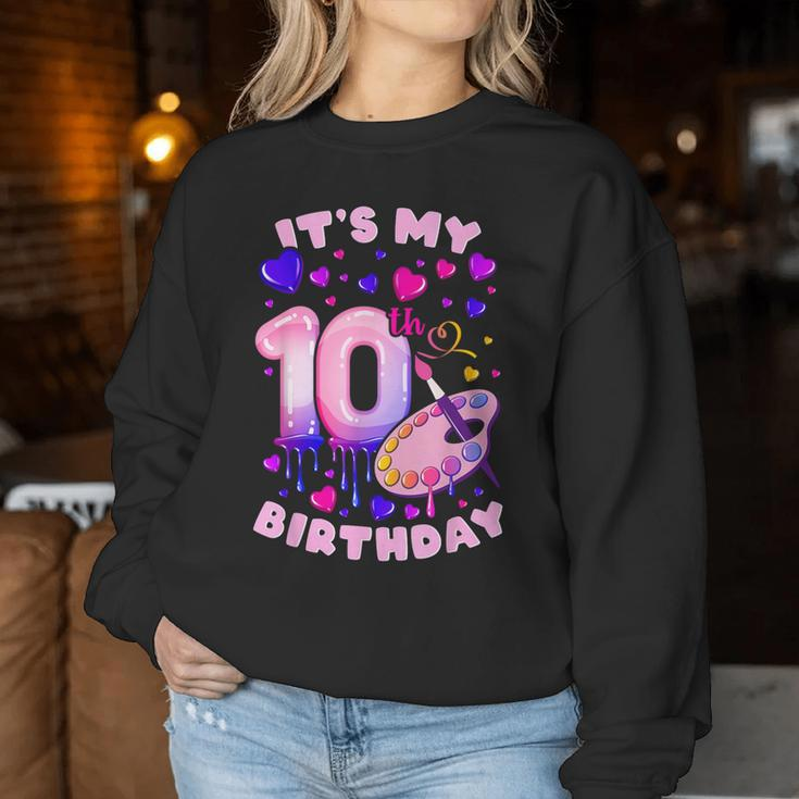 10Th Birthday Girl 10 Years Painting Art Number 10 Women Sweatshirt Funny Gifts