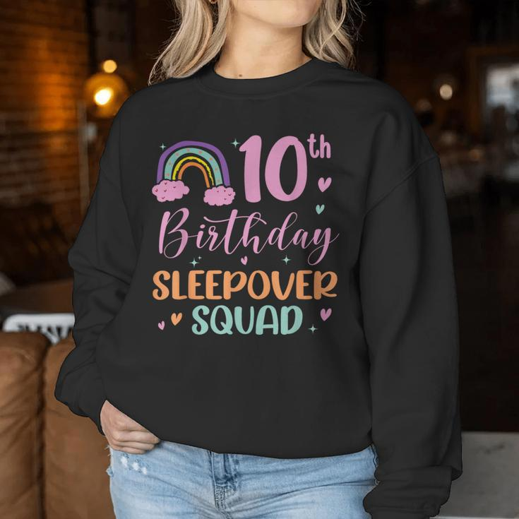 10Th Birthday Rainbow Sleepover Squad Pajamas Slumber Girls Women Sweatshirt Personalized Gifts