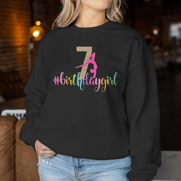 7Th Birthday Gymnastics Girls Rainbow Party Gymnast Women Sweatshirt Personalized Gifts