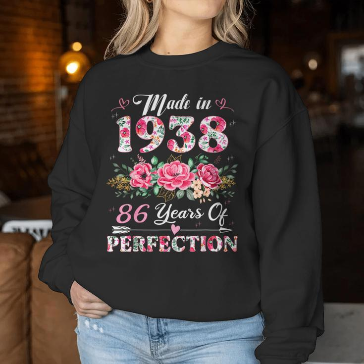 86 Year Old Made In 1938 Floral 86Th Birthday Women Women Sweatshirt Personalized Gifts