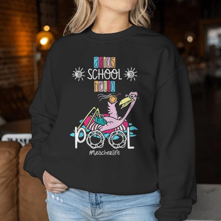 Adios School Hello Pool Flamingo Teacher Student Women Sweatshirt Unique Gifts