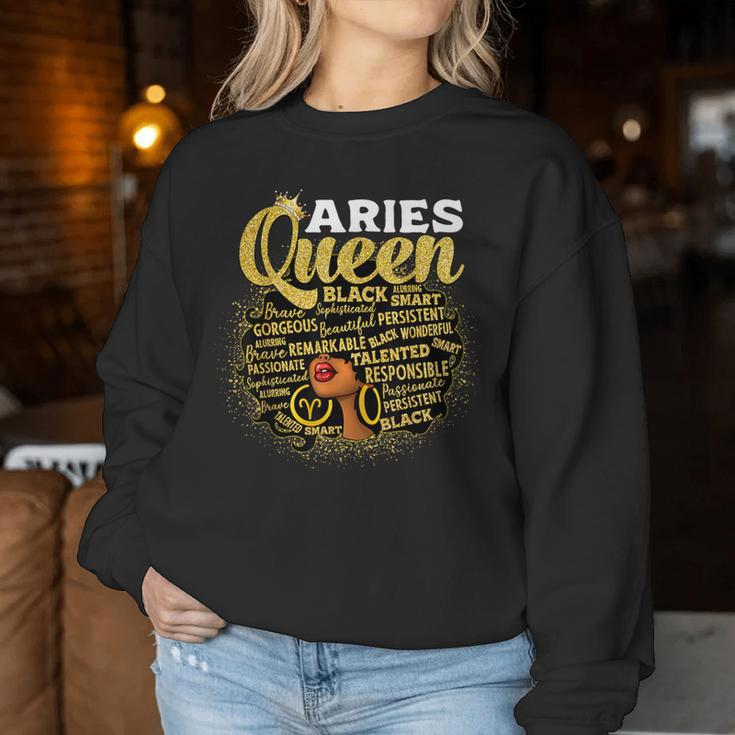 African American Zodiac Birthday Aries Queen Women Sweatshirt Funny Gifts