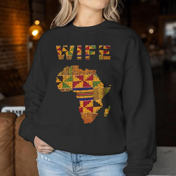 Afro Black Wife African Ghana Kente Cloth Couple Matching Women Sweatshirt Unique Gifts