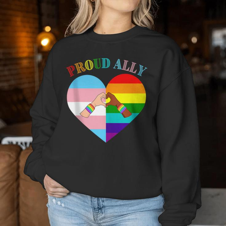 Ally Rainbow Flag Heart Lgbt Gay Lesbian Support Pride Month Women Sweatshirt Unique Gifts