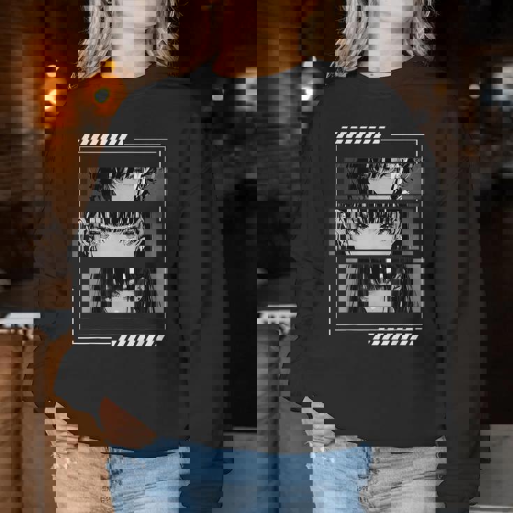 Anime Girls Eyes Soft Grunge Estética Japonés Manga Arte Sudadera Mujer Regalos divertidos
